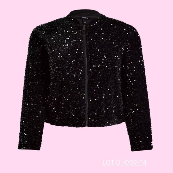 Torrid Sequin Crop Jacket – Black – Size 4 - Picture 2 of 4